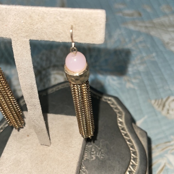 Pair of rosé quartz and green jade pierced earrings two different semi precious - Picture 7 of 14
